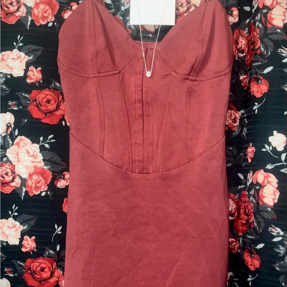 Wild fox taupe/pink body con dress